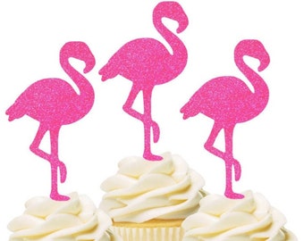 12 carats Décorations pour cupcakes Flamant rose. Fête d'anniversaire flamant rose. Décoration tropicale pour cupcakes. Décoration pour cupcakes Flamingo Party. Décorations pour cupcakes à la piscine