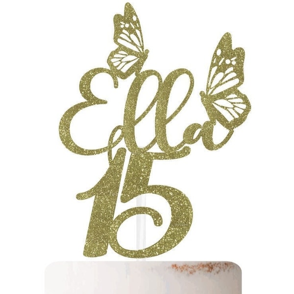 15th Birthday Cake Topper Sweet 15 Cake Topper Personalized Cake Topper Quinceanera Cake Topper Butterfly Cake Topper 15th Birthday Decor