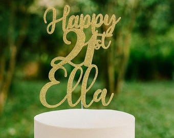 Personalized 21st Birthday Cake Topper: Custom Happy Twenty-One Decoration