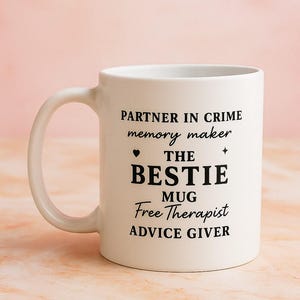Bestie Mug Partner in Crime Soul Sister Memory Maker Gift Friendship Coffee Mug for Her Funny Best Friend Mug Cute BFF Gift Idea