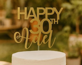 Personalisierte 30. Geburtstag Cake Topper: Gold Glitter Party Dekoration