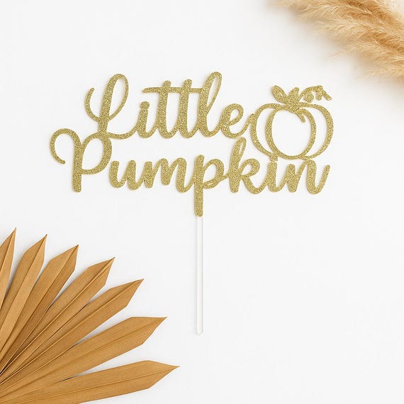 Decorazione Per Torta A Forma Di Zucca Glitter Oro - Per Primo Compleanno, Baby Shower E Ringraziamento