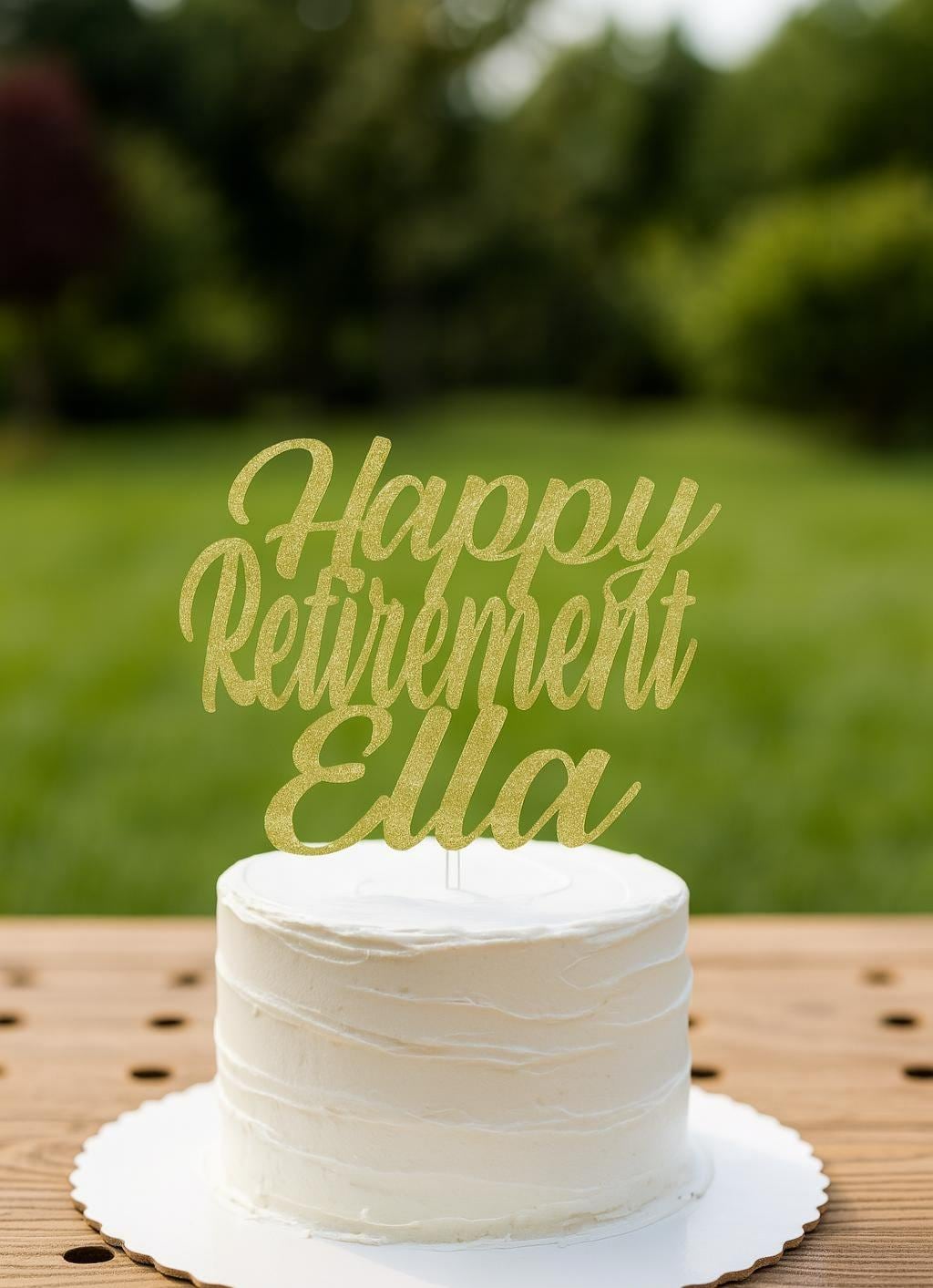 Happy Retirement Cake Topper – Roségold & Glitzernd, Mit Bambusstab – Perfekt Für Ruhestandsparty & Kuchen