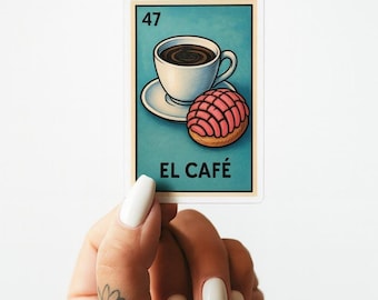 Adesivo El Café Loteria: Café & Concha Pan Dulce - Vinil Impermeável
