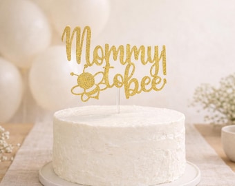 Mommy to Bee Cake Topper: Gold Glitter Bee Theme Baby Shower