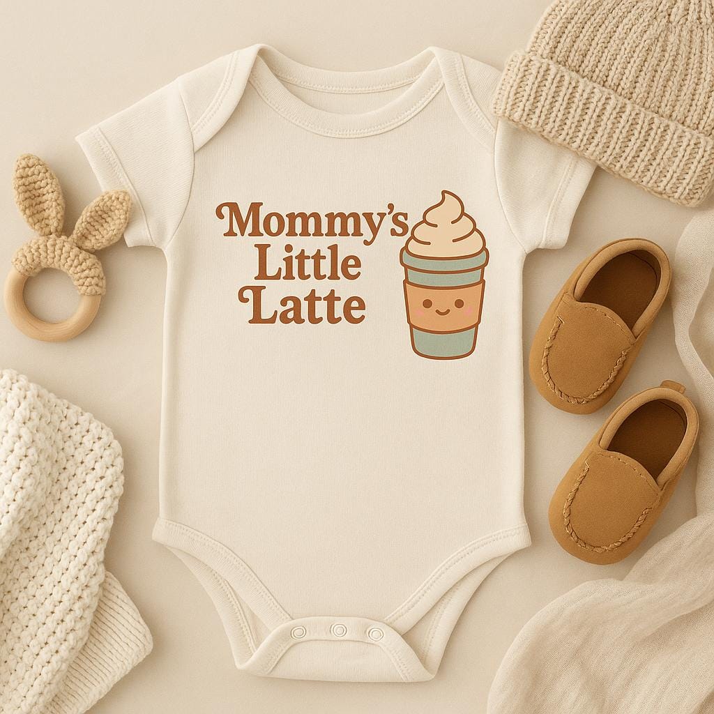 Mommys Little Latte Baby Bodysuit Coffee Themed Baby Outfit Cute Neutral Onesie Baby Coffee Onesie Mommys Little Latte Bodysuit Baby Gift