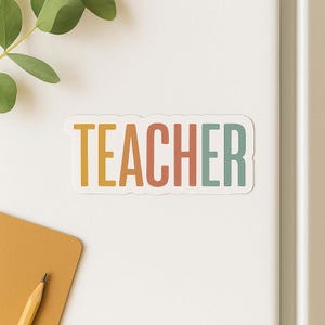 Retro Teacher Magnet Cute Classroom Decor Teacher Gift Idea Rainbow Colors Perfect for Whiteboards Lockers or Fridges