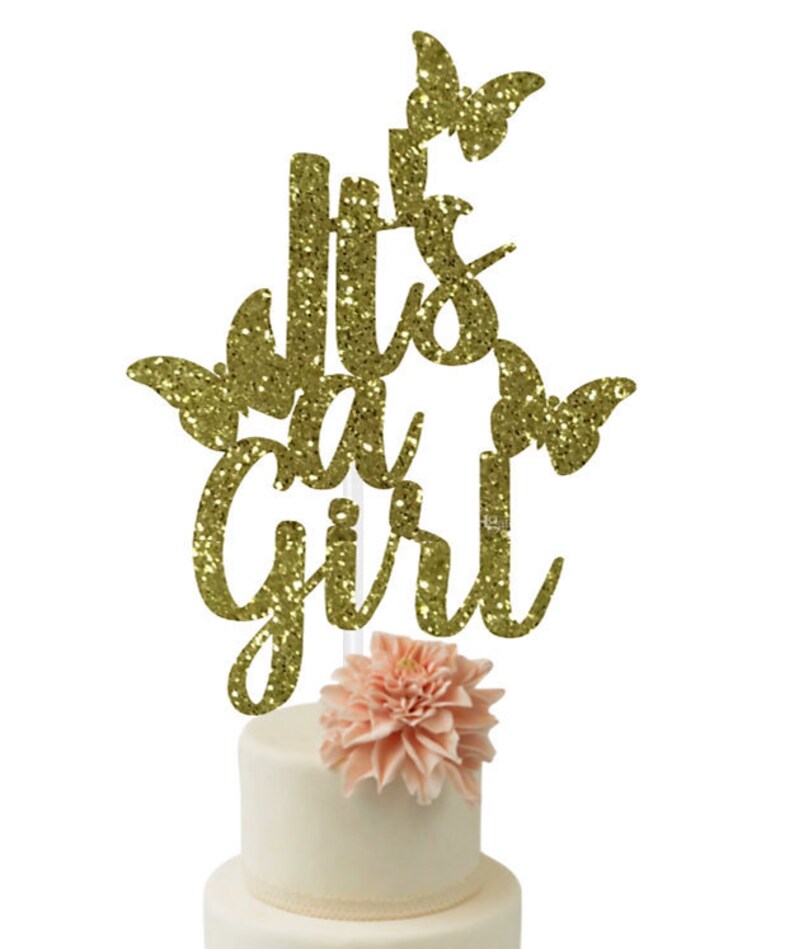Its a Girl Cake Topper. Baby Girl Cake Topper. Butterfly Baby Shower