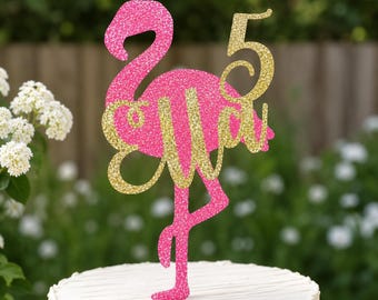 Personalisierte Flamingo Cake Topper: Glitzer Geburtstag Dekoration