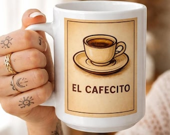 El Cafecito Mug, Lotería Inspired, Latina Coffee Cup