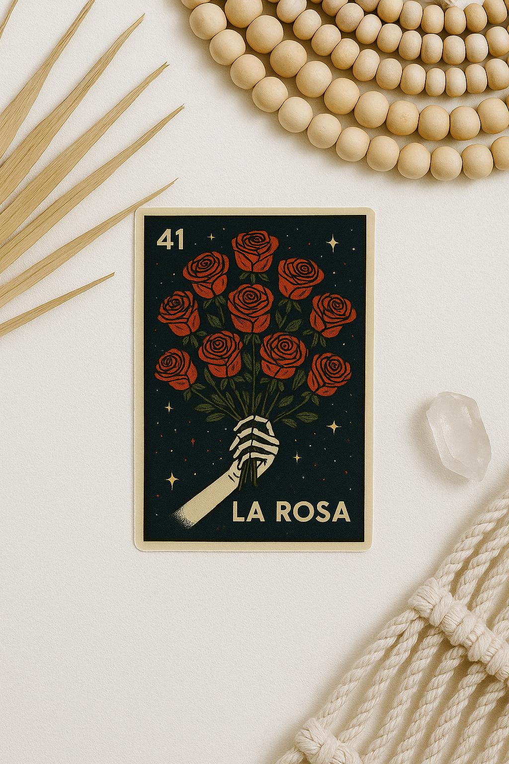 Loteria Rosa La Rosa Lotería Sticker: Día De Los Muertos Skeleton Hand Vinyl Decal ...