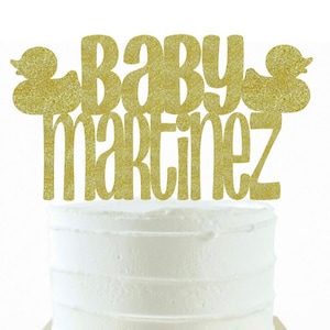 Baby Ducky Cake Topper Rubber Ducky Baby Shower Personalized Baby Name Baby Shower Cake Topper Ducky Baby Shower Duck Cake Topper
