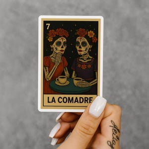 La Comadre Sticker | Día de los Muertos Skeleton Friends | Multiple Sizes | Latina Lotería Sticker | Gossip Coffee Sticker Boho Calavera Art