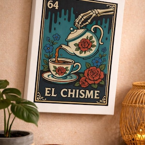 El Chisme Lotería Canvas Wall Art | Boho Coffee Bar Decor | Mexican Art Print image 4