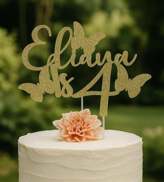 Décoration De Gâteau Papillon Doré - Paillettes Dorées - Un