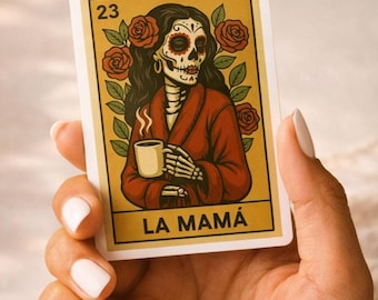La Mama Loteria Sticker: Dia de los Muertos Skeleton Mom Art