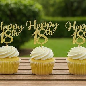 Happy 18th Cupcake Toppers 18th Birthday Cupcake Toppers 18th Birthday Party Decor 18th Cupcake Decorations for Party Set of 12