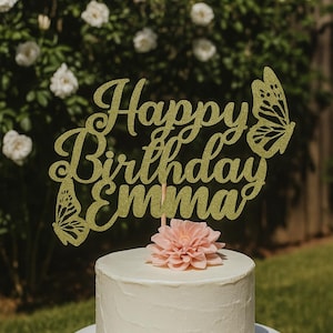 Personalized Butterfly Cake Topper Happy Birthday Cake Topper Butterfly Birthday Cake Topper Personalized Name Cake Topper