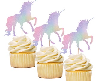 12 Ct. Unicorn Cupcake Topper. Unicorn Birthday Decoration. Unicorn Party Decoration. Unicorn Cake Topper. Magical Birthday Decoration