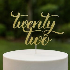 Twenty Two Cake Topper – 22nd Birthday Cake Topper Glitter – Twenty Two Topper for Birthday Anniversary Graduation, Any Occasion Party Decor