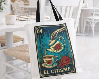 El Chisme Canvas Tote Bag | Boho Latina Coffee Bag