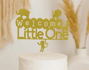 Jungle Safari Cake Topper: Glitter Animal Baby Shower Decor