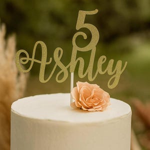 Personalized Name Age Cake Topper – Custom Glitter Birthday Cake Topper, Name & Number Topper, Custom Birthday Decoration