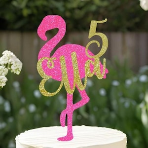 Personalized Flamingo Cake Topper Flamingo Birthday Cake Topper Personalized Cake Topper Name + Age Cake Topper Flamingo Birthday Decoration