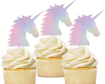 12 Ct. Unicorn Cupcake Topper. Unicorn Birthday Decoration. Unicorn Party Decoration. Unicorn Cake Topper. Magical Birthday Decoration