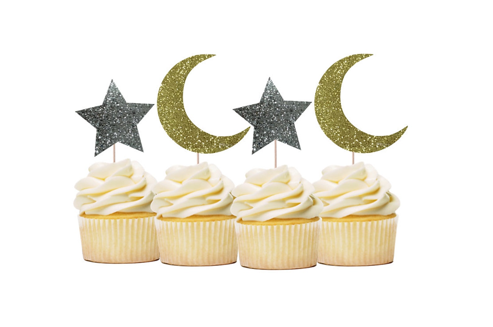 12ct. Moon and Star Cupcake Toppers. to the Moon and Back Etsy