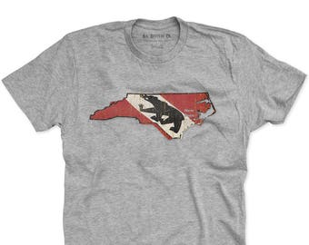 New Bern City Flag, NC Outline T-shirt, Grå