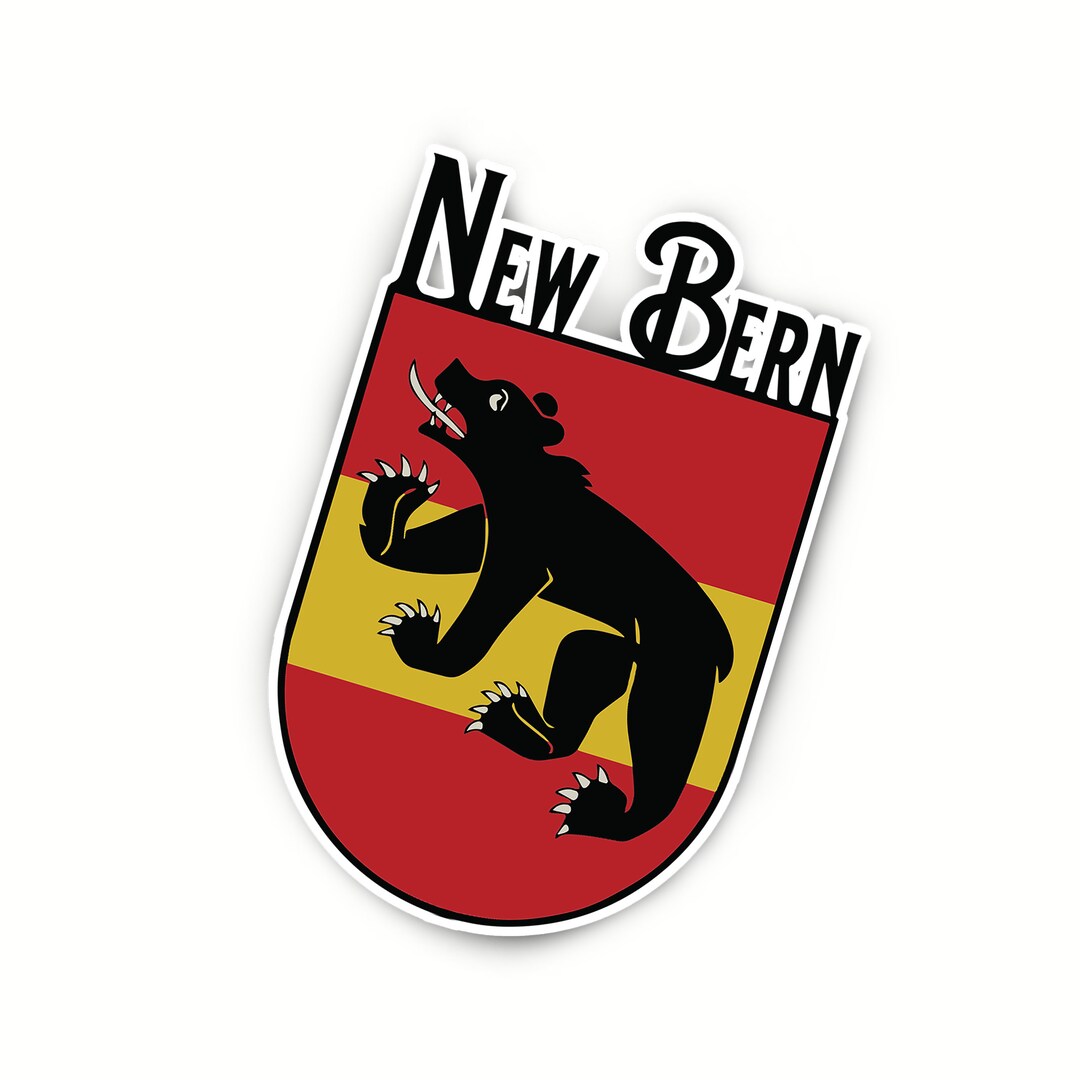 New Bern Black Bear Shield Red/yellow Sticker - Etsy