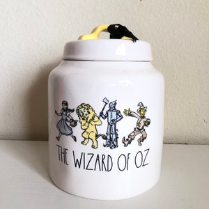 Rae Dunn El Mago de Oz Ceramix Cookie Jar Canister Gift Recipiente de cerámica blanca con tapa