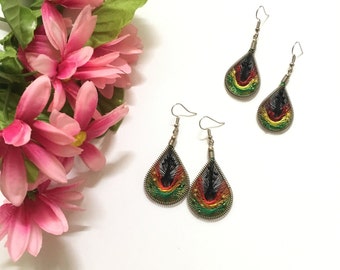 Rasta Earrings Earrings Handmade Jamaica Earrings For Women Thread Earrings For Gift Reggae