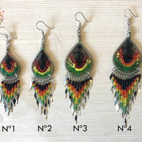 Rasta Boucles d’oreilles Boucles d’oreilles Faites à la main avec Collier Fils Boucles d’oreilles Jamaïque Boucles d’oreilles Jamaïque Bijoux pour femmes