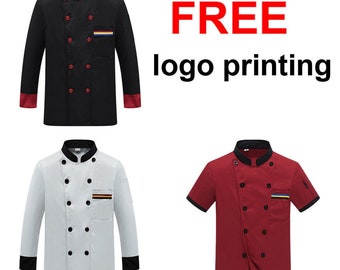 Uniforme de chef, traje transpirable, servicio de alimentos, superior, impresión de logotipo personalizado, manga corta, camisa de cocina para restaurante, ropa para hombre