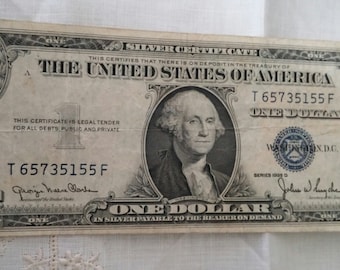 1935 D Circulated United States 1 Dollar Bill Silver Certificate Clarke Snyder Blue Seal Wide Version 1935 D Circulated United States 1 Dollar Bill Silver Certificate Clarke Snyder Blue Seal Wide Version