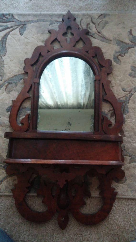 Beautiful Antique Victorian Hanging Wall Mirror With Attached Antique Victorian Hanging Wall Mirror