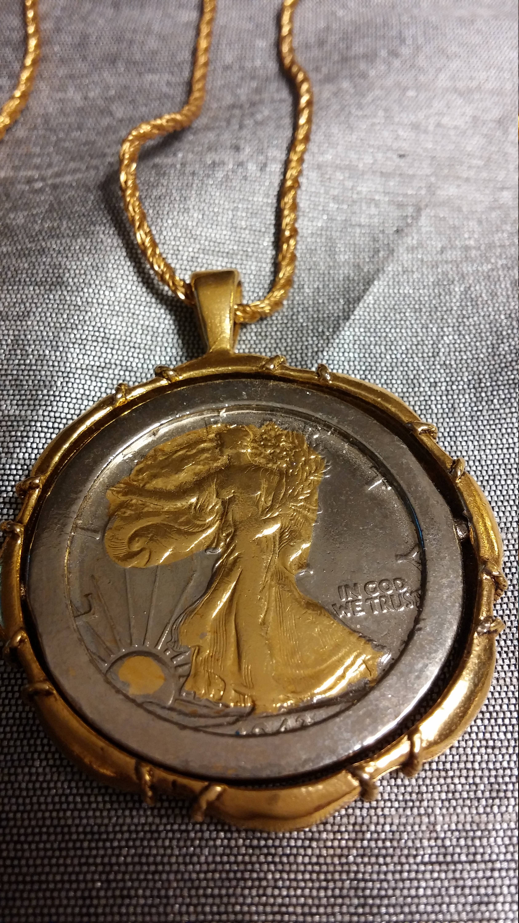 1943 Walking Liberty Colorized Half Dollar Pendant & Chain