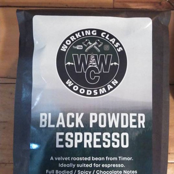 WCW Black Powder ESPRESSO whole coffee beans. 16 oz/ 1 lb bag. Certified organic/ fair trade