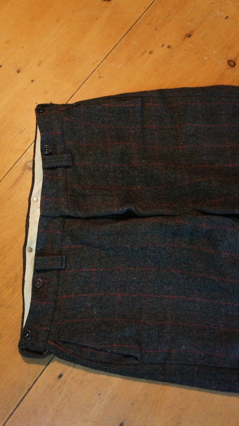 Vintage Woolrich WOOL HUNTING PANTS Gray /Red plaid Etsy