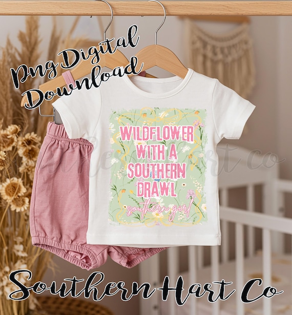 Southern Girl Camo Shirt PNG, Wildflower Design (Digital Download)