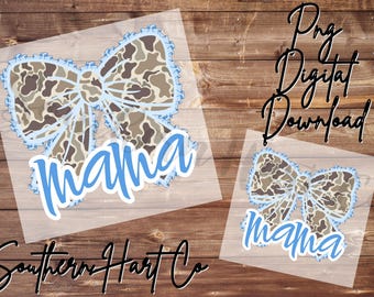 Southern Mama Camo Duck Bow PNG, Boy Mama Shirt (Digital Download)