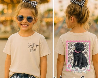 Southern Little Girl Shirt Camo PNG, Black Lab Design (Digital Download)