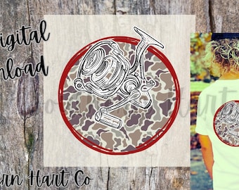 Southern Fishing Reel Camo Shirt Design PNG (Digital Download)