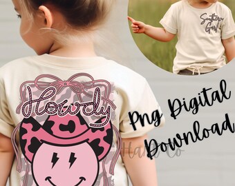 Western Smiley Face Girl Shirt PNG, Southern Design (Digital Download)