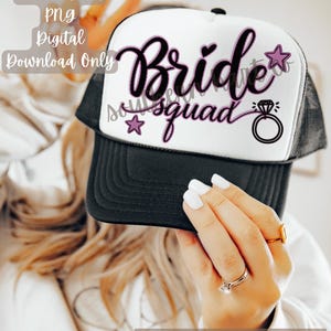 Bride Squad Hat Patch PNG, Faux Embroidery Design (Digital Download)