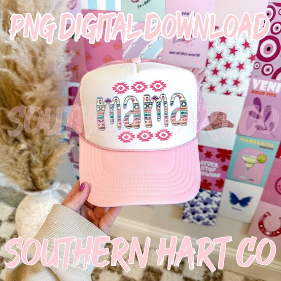 Pink Aztec MAMA Hat Patch PNG, Mama Sublimation (Digital Download)