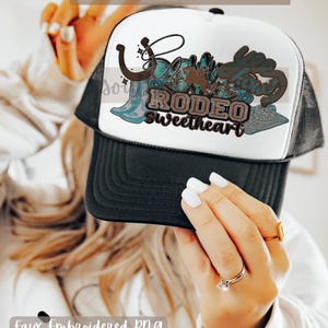 Cowboy Rodeo Sweetheart PNG, Rodeo Trucker Hat Patch, Country Hat Patch PNG, Faux Embroidery  PNG