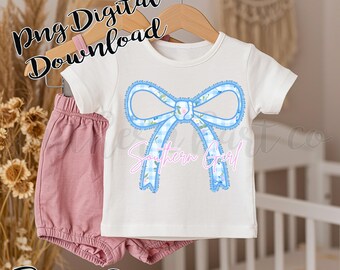 Southern Girl Shirt PNG, Blue Plaid Bow (Digital Download)